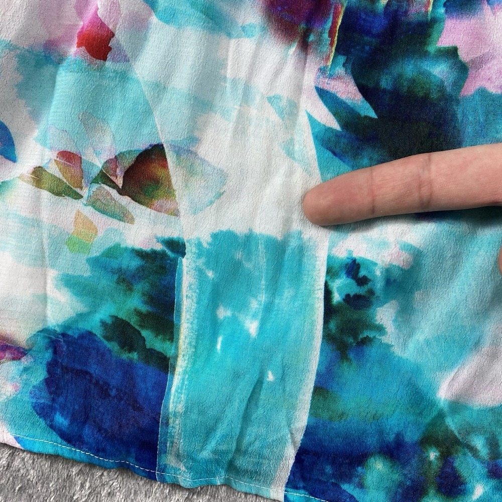Soft Surroundings Ursa Tunic Large Colorful‎ Rayon Blouse Pleat Details V Neck - Picture 8 of 12